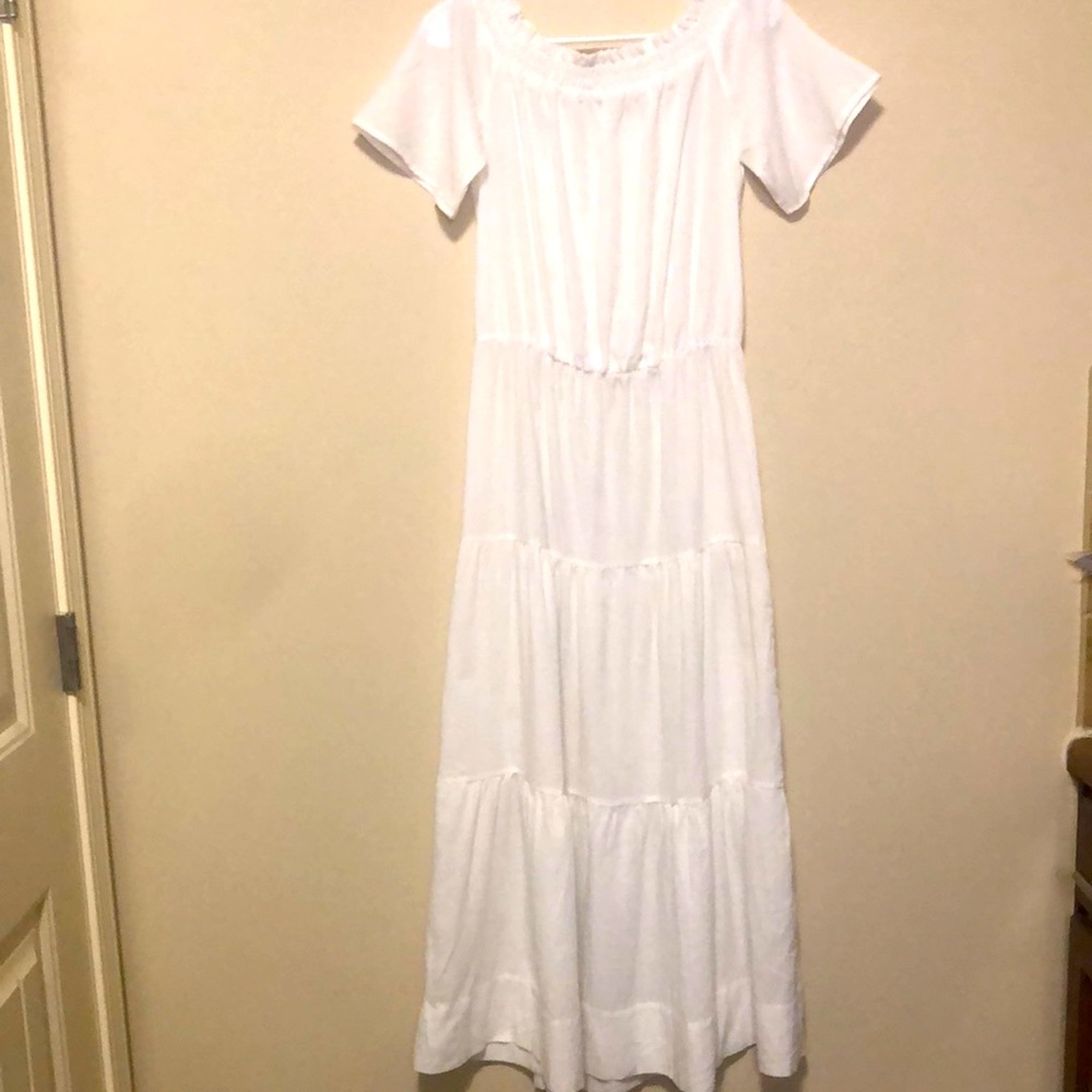NORACORA white prarie like dress. Size Small. Ribbed at neck. - Picture 1 of 8